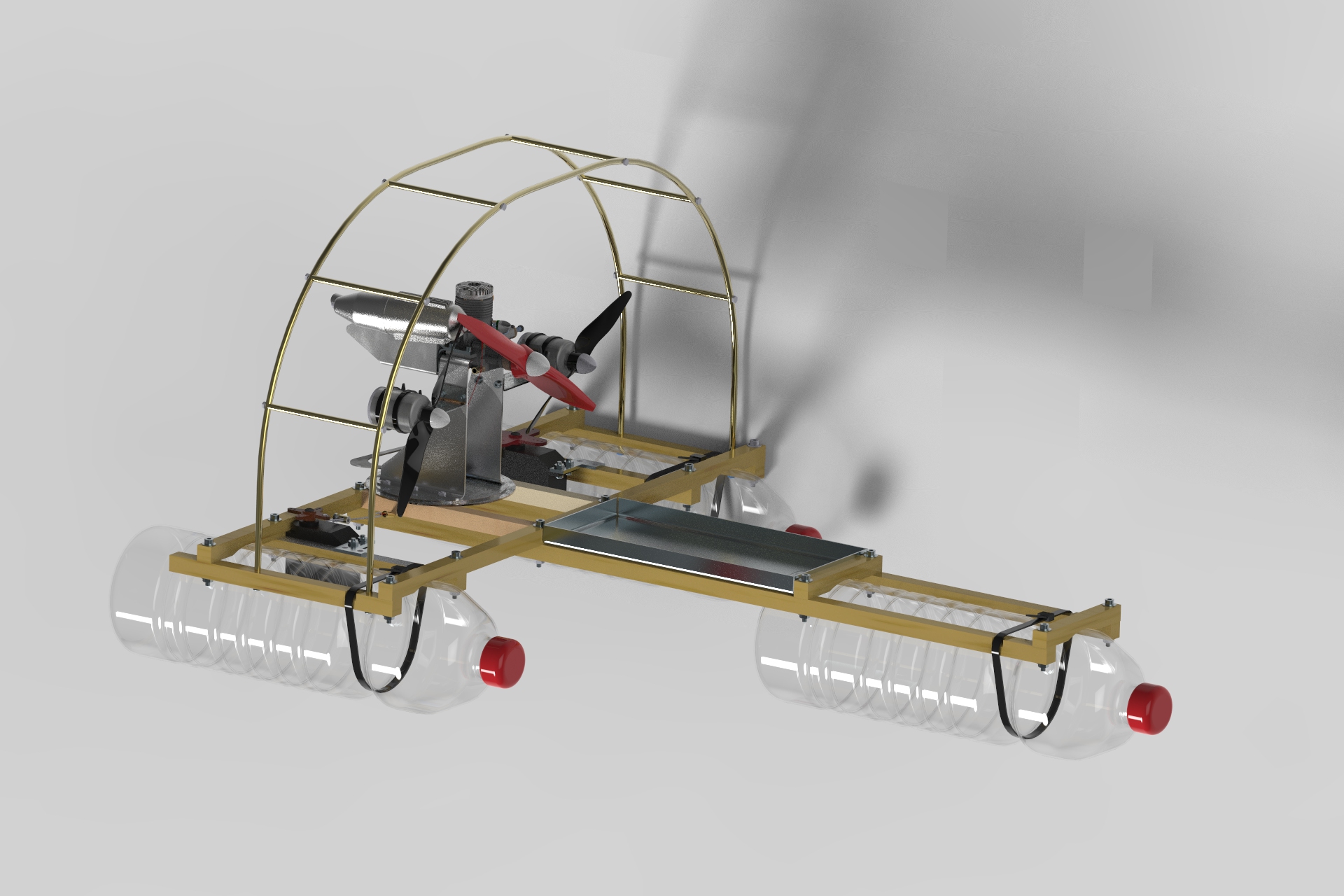 用矿泉水瓶做的玩具小船艇3D数模图纸 STP格式